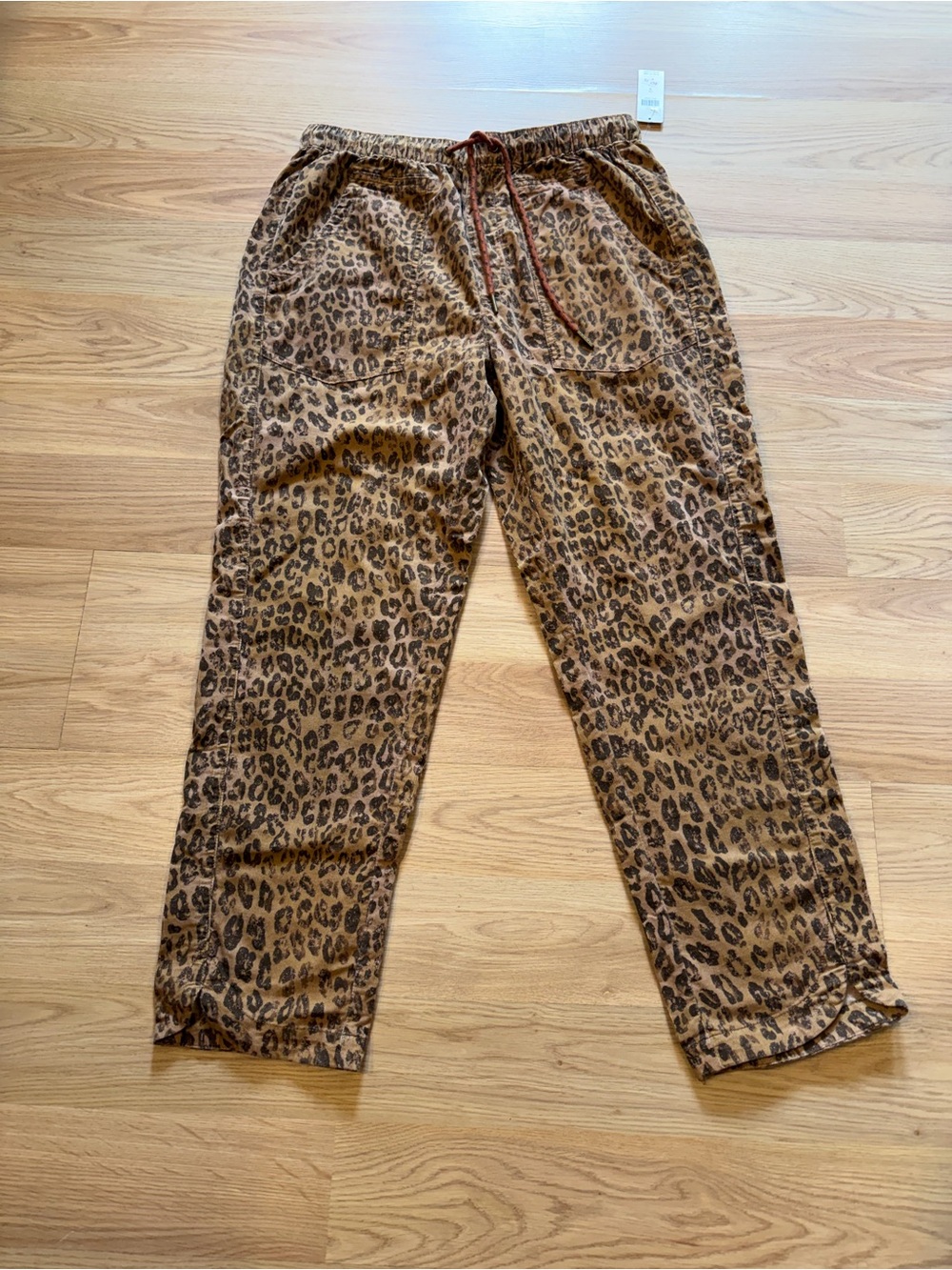 Anthropologie Pilcro Cottage cheetahCropped Drawstring Pants-sz S ~8
